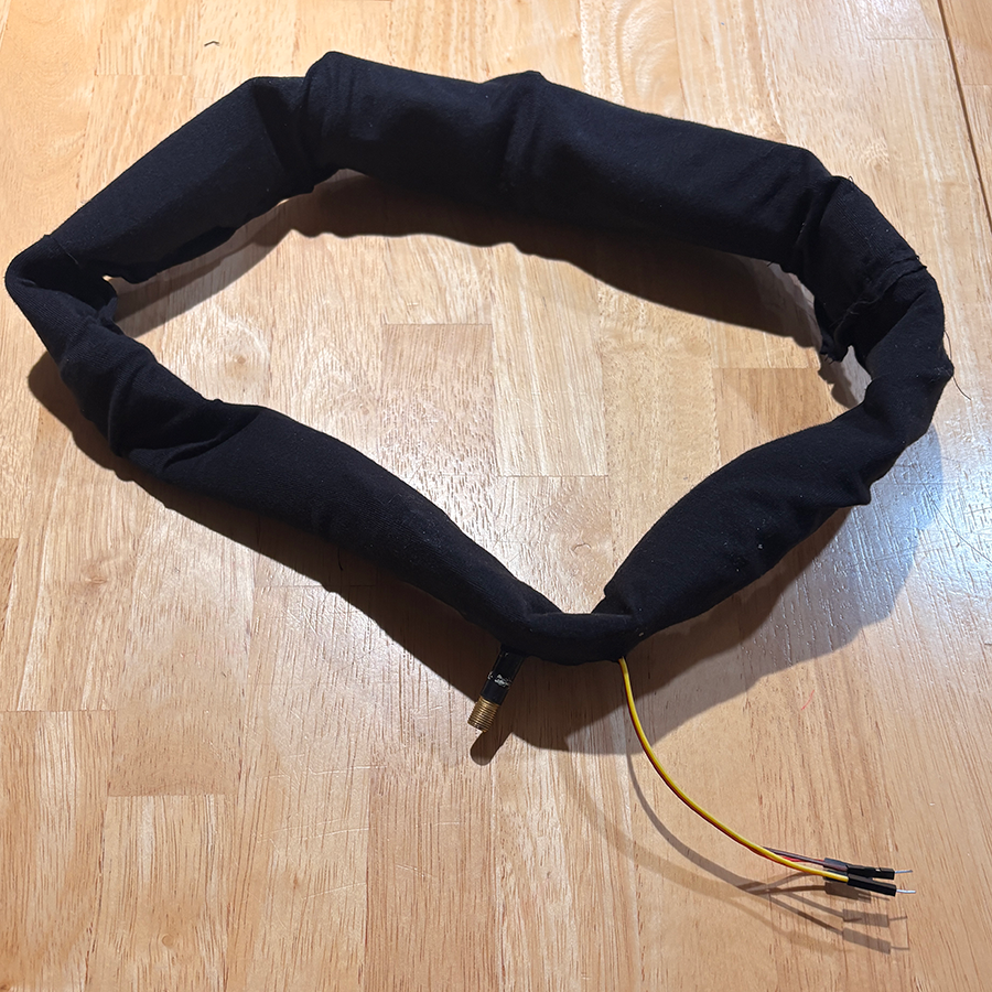 This is our final resistance band prototype. It is semi-functional, as we ran into some challenges connecting it to ProtoPie. We tested the connection on two different computers, but it still would not work as expected. While the physical resistance band functions on its own and the ProtoPie prototype also works independently, we were unable to fully connect the two. Because of these technical limitations, this represents our final version of the project.