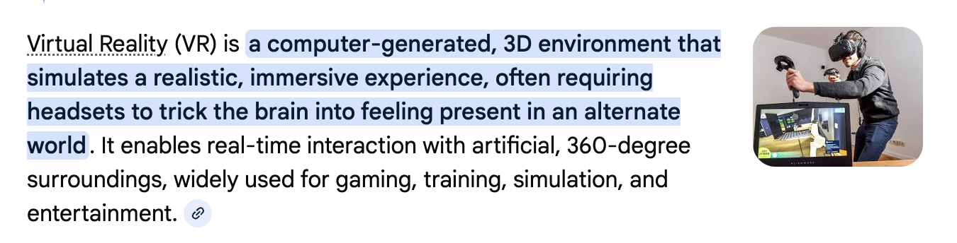 Here I did the same as I did for the AR, but for VR, just to understand the differences between the two and how I could possibly use them for a project.