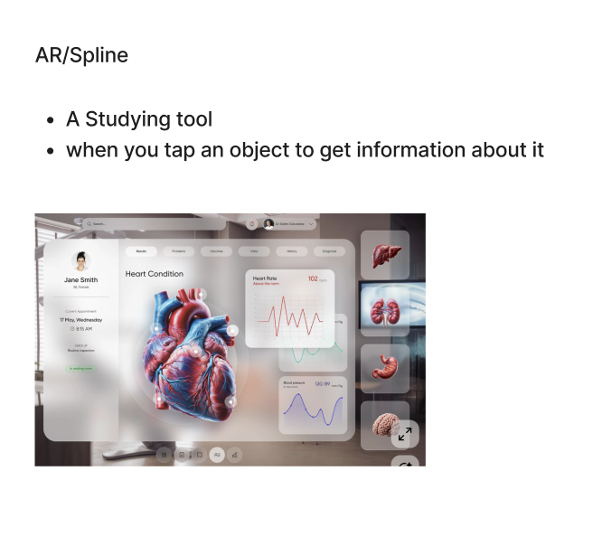 Here we had an idea to use AR or VR to create a study tool for those who are more of a visual learner, as well as to make it more fun and interactive, and even for certain training purposes, it would be helpful as well.