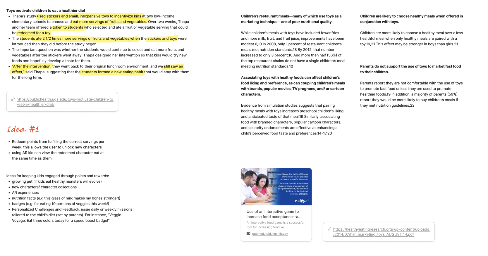 Here we continue to do more research, but specifying it more towards children's diet, just get a better understanding of how we could actually make it practicable for children and parents.